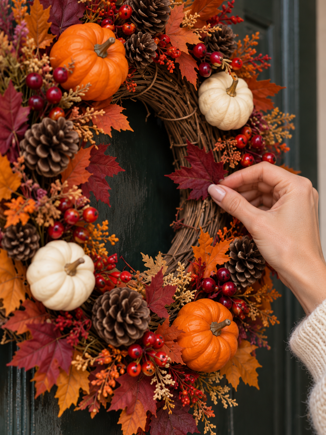 Ernte Herbstkranz mit Mini-Kürbissen, 40 cm - Detailansicht