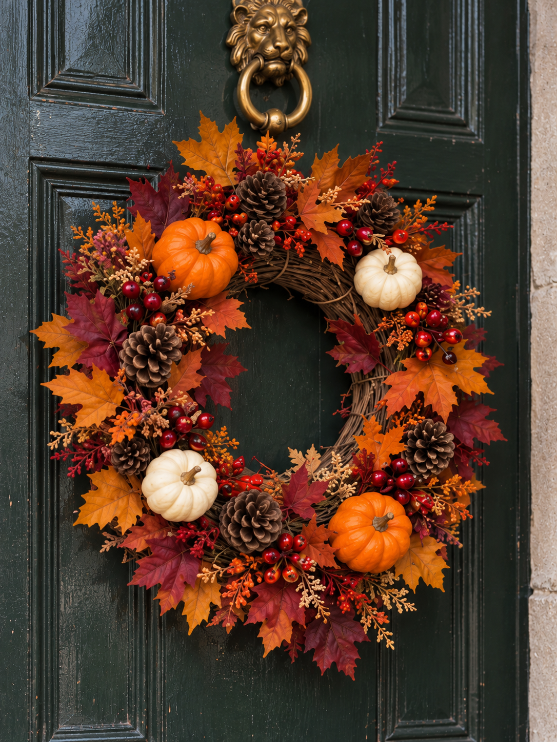 Ernte Herbstkranz mit Mini-Kürbissen, 40 cm - Vorderansicht